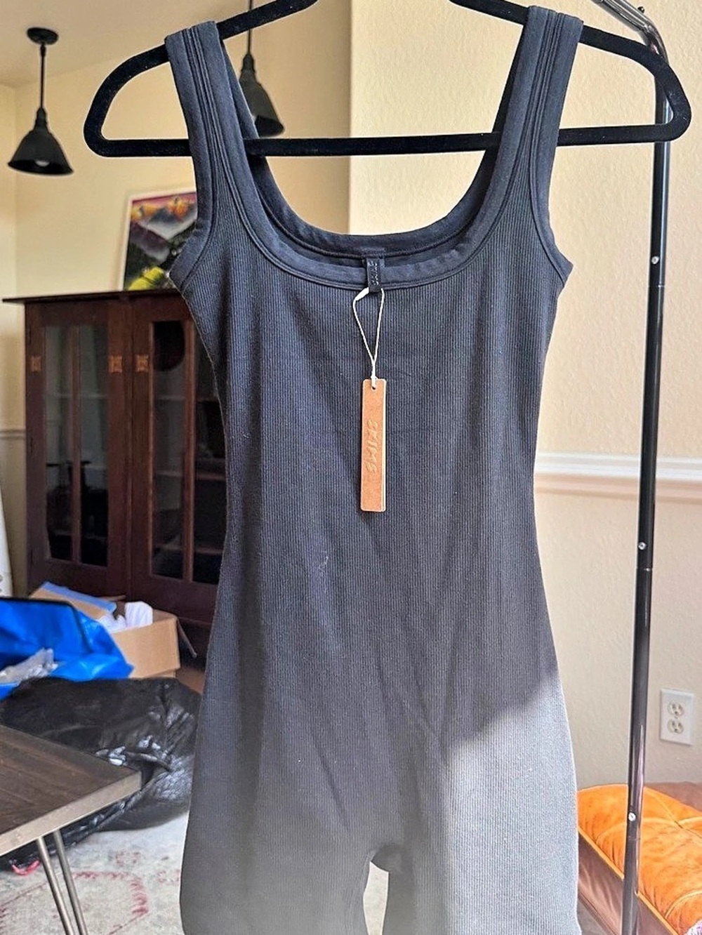 SKIMS Stretch Cotton Rib Romper Rib Romper in Black Size XS - NWT